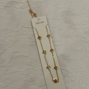 delicates Gold Necklace with mini gold Clover Accents